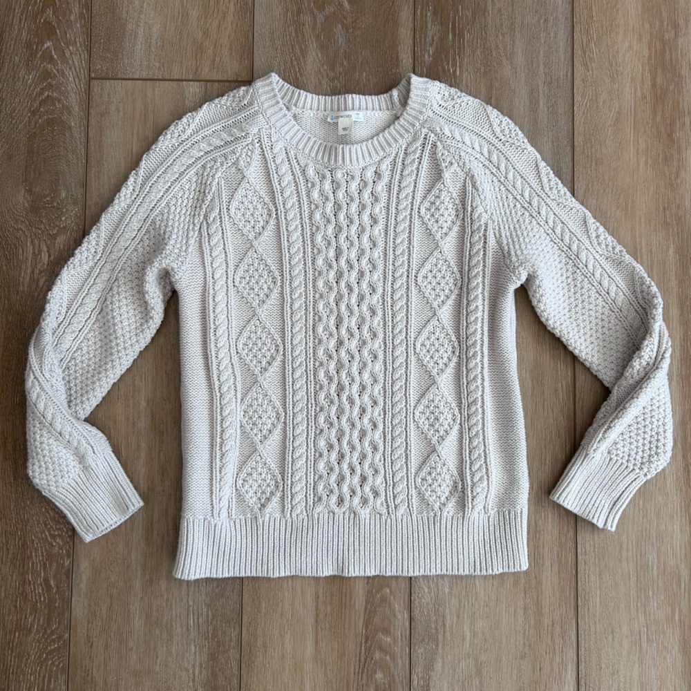 J. Crew Crewcuts Kids Ivory Cable Knit Sweater - Picture 2 of 7